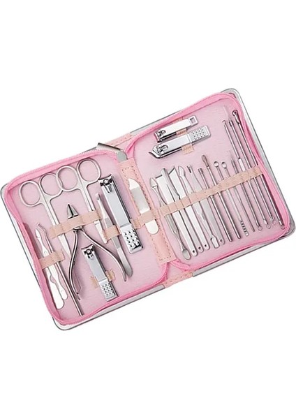 Pembe Paslanmaz Çelik Manikür Seti Saklama Kutusu ile Tırnak Makası Seti Bakım Aracı Pedikür Seti Kadın Erkek Kız Yetişkinler Için (Yurt Dışından)