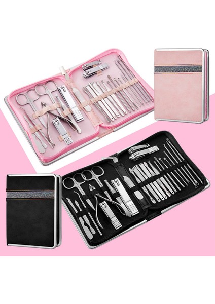 Pembe Paslanmaz Çelik Manikür Seti Saklama Kutusu ile Tırnak Makası Seti Bakım Aracı Pedikür Seti Kadın Erkek Kız Yetişkinler Için (Yurt Dışından) modelleri