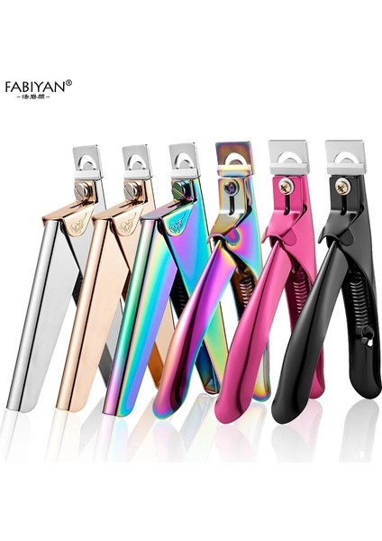 Gökkuşağı Paslanmaz Çelik Uv Jel Yanlış Nail Ipuçları Giyotin Clipper Kenar Kesici Nail Art Manikür U Kelime Gökkuşağı Altın Gümüş Araçları (Yurt Dışından) fiyatları