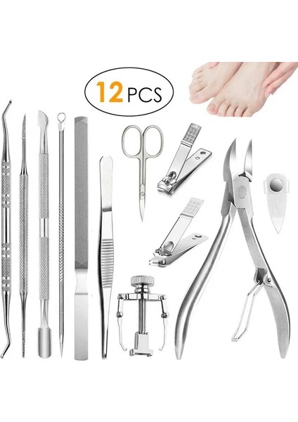 12 Adet 12 Adet/takım Profesyonel Pedikür Araçları Batık Ayak Tırnağı Araçları Seti Tırnak Bakımı Batık Ayak Tırnağı Kaldırma Düzeltme Makası Ayak Bakımı (Yurt Dışından)
