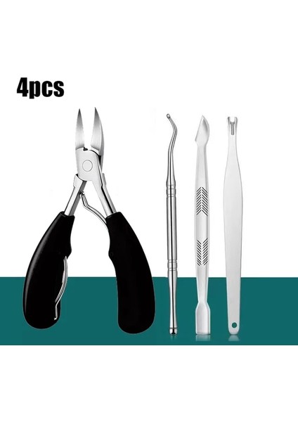 4pcs-Siyah Tırnak Makası Batık Ayak Tırnağı Kesiciler Pedikür Araçları Anti-Splash Olecra Pediatry Paronychia Düzeltme Manikür Aracı (Yurt Dışından)
