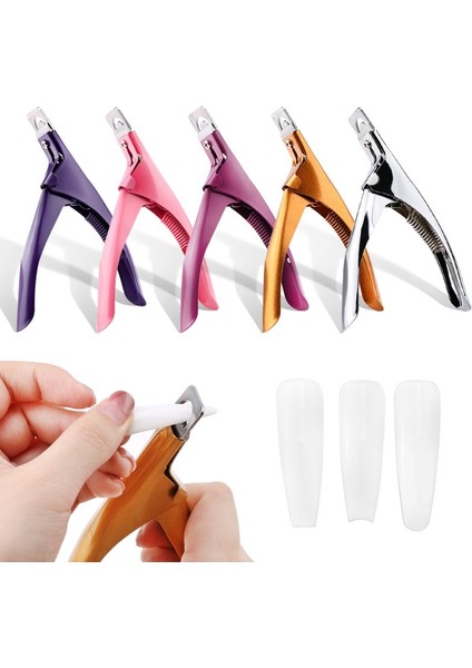Pembe 13*7.8 cm U Şekilli Yanlış Akrilik Ipuçları Makas Giyotin Kırmızı/pembe Yuvarlak/kare Shapemake Manikür Araçları Tırnak Makası Kesici (Yurt Dışından)