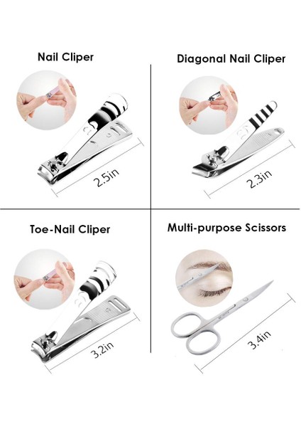 BLACK-10PCS 10 Adet Profesyonel Paslanmaz Çelik Tırnak Makası Manikür Pedikür Bakım Ayak Tırnak Tırnak Eti Giyotin Seyahat Çantası Aracı (Yurt Dışından) indirimleri