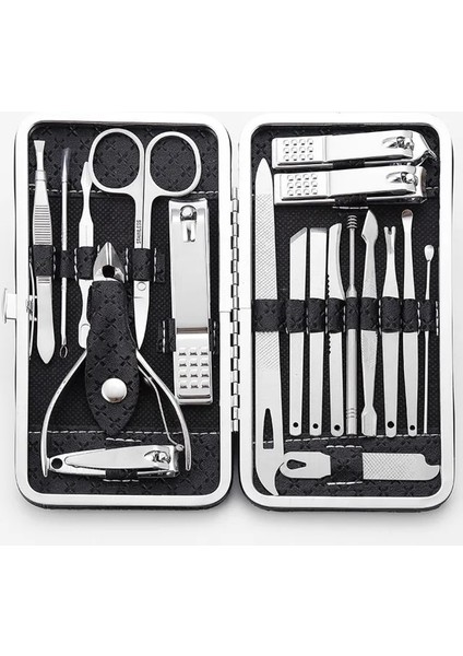 BLACK-19PCS 9/19PC Tırnak Makası Profesyonel Bakım Seti Pedikür Seti Tırnak Kesici Aletler Lüks Seyahat Çantası Manikür Makası Makyaj (Yurt Dışından)