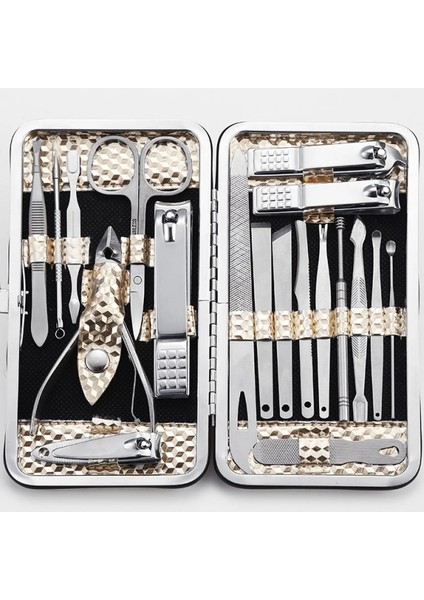 BLACK-19PCS 9/19PC Tırnak Makası Profesyonel Bakım Seti Pedikür Seti Tırnak Kesici Aletler Lüks Seyahat Çantası Manikür Makası Makyaj (Yurt Dışından)
