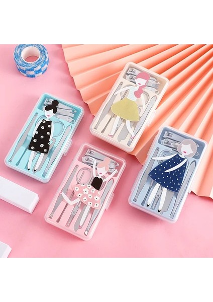 Kızlar 7 Adet/kutu Tırnak Makası Tırnak Manikür Düzelticiler Karikatür Paslanmaz Çelik Makas Ölü Deri Pense Kulak Kaşık Ayak Araçları Rastgele Renk (Yurt Dışından)