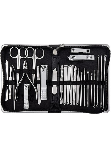 F-Siyah Tırnak Makası Seti 7/10/16/18 Adet Manikür Kesiciler Tırnak Makası Tırnak Makası Katlama Çantası-Güzellik Manikür Tırnak Törpüsü Aracı (Yurt Dışından)