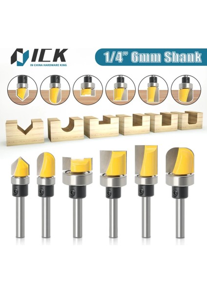 6X15.9X20.6 6MM/6.35MM Shank Yönlendirici Bit Seti Rulman Kırpma Ucu Düz Freze Kesicisi Ahşap Uçları Tungsten Karbür Kesme Ağaç Işleme (Yurt Dışından) fiyatları
