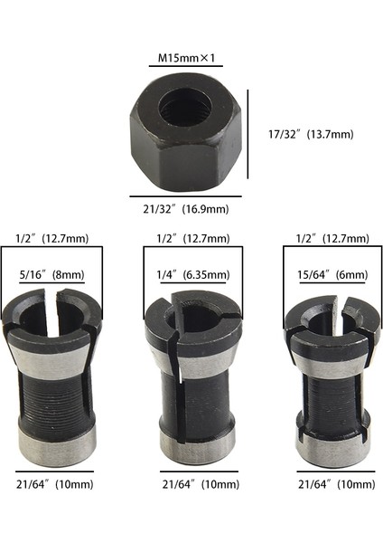 Yönlendirici Bit Collet Chuck 6/6.35/8mm M15 Vida Somunu Freze Kesicisi Aksesuarları Ahşap Gravür Kırpma Makinesi (Yurt Dışından) fırsatları