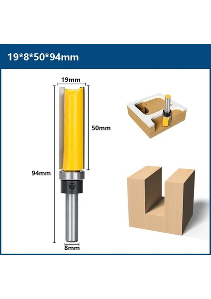 19XD8X50X94L Cmcp 8mm Shank Gömme Trim Rulman 5/8 "bıçak Şablonu Yönlendirici Bit Düz Yuvası Desen Bit Karbür End Mill Ahşap Yönlendirici Bit (Yurt Dışından)