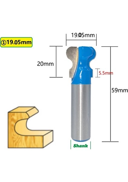 12.7mm Shank 19.05 1pc 1/2 "12.7mm 12MM Shank Freze Kesicisi Ahşap Oyma Çift Parmak Freze Uçları Ağaç Işleme Için Endüstriyel Sınıf Freze Kesicisi (Yurt Dışından)