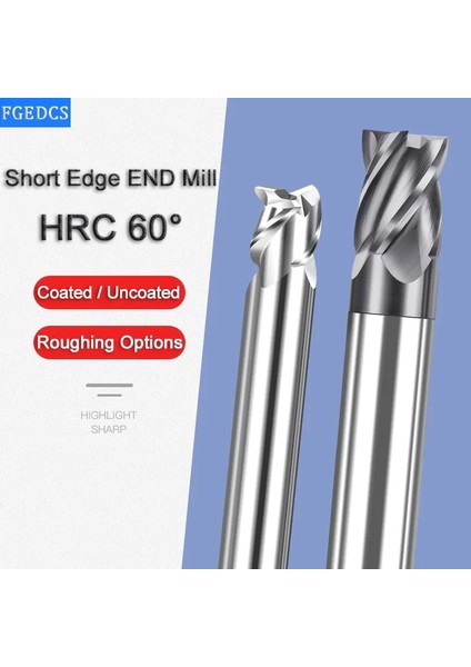 4X4XD4X50L 3 Flütlü Alüminyum Karbür Tungsten Çelik Freze Kesici Kısa Kenarlı 4 Flütlü Parmak Freze 3 Flütlü Alüminyum Freze Cnc Işleme Freze Takımları 60° (Yurt Dışından)