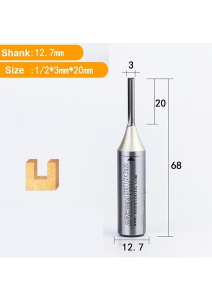 12.7X3X20 Arden Cnc Tct Düz Uçlu Değirmen Ağaç Işleme Aleti Karbür Kesici 1/2 Shank Yönlendirici Bit Mdf Kontrplak Sunta Yuvası Matkap (Yurt Dışından)