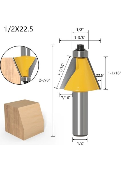 12.7X22.5 1 Adet 8mm 6mm 1/4 Inç 12MM 1/2 Inç Shank Pah Yönlendirici Bit 15 Derece Eğim Kenar Freze Kesicisi Ahşap Woodorking Tezgahları (Yurt Dışından)