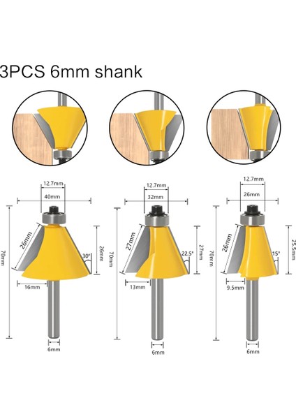 12.7X22.5 1 Adet 8mm 6mm 1/4 Inç 12MM 1/2 Inç Shank Pah Yönlendirici Bit 15 Derece Eğim Kenar Freze Kesicisi Ahşap Woodorking Tezgahları (Yurt Dışından) modelleri