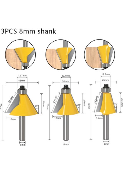 12.7X22.5 1 Adet 8mm 6mm 1/4 Inç 12MM 1/2 Inç Shank Pah Yönlendirici Bit 15 Derece Eğim Kenar Freze Kesicisi Ahşap Woodorking Tezgahları (Yurt Dışından) fırsatları