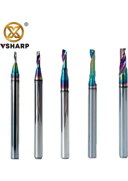 1 Adet 3.175X3.175X17 Vsharp 3.175MM 1f Dlc Renkli Kaplama Spiral Uçlu Değirmen Cnc Tek Flüt Alüminyum Freze Kesici Alüminyum Levha Gravür Kesme (Yurt Dışından)