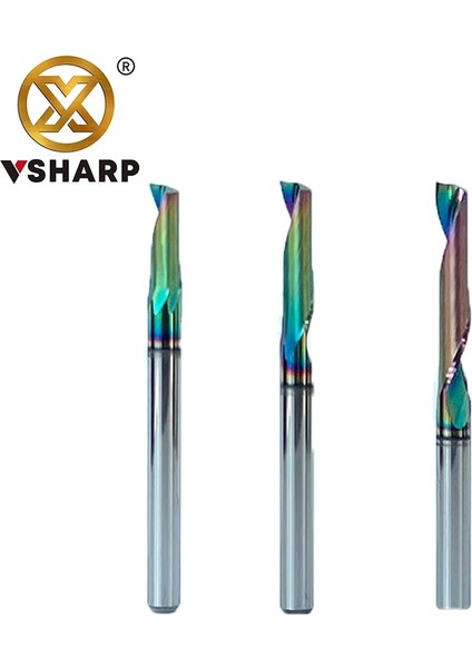 1 Adet 3.175X3.175X17 Vsharp 3.175MM 1f Dlc Renkli Kaplama Spiral Uçlu Değirmen Cnc Tek Flüt Alüminyum Freze Kesici Alüminyum Levha Gravür Kesme (Yurt Dışından)