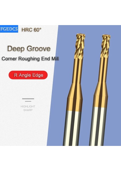 1R0.1X18L Mikro Köşe Yarıçapı End Mill Uzun Boyunlu 1mm 1.5mm 2mm R0.1 R0.2 Mini Karbür Cnc Kesme Derin Oluk Köşe Kaba Işleme Aracı 4 Flüt (Yurt Dışından)