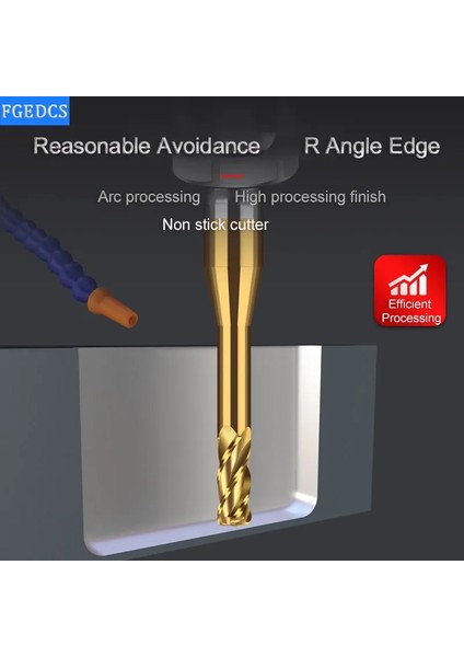 1R0.1X18L Mikro Köşe Yarıçapı End Mill Uzun Boyunlu 1mm 1.5mm 2mm R0.1 R0.2 Mini Karbür Cnc Kesme Derin Oluk Köşe Kaba Işleme Aracı 4 Flüt (Yurt Dışından)