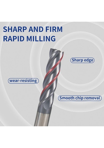 4f D3XD4X50L 5 Adet End Mill HRC50 4 Flüt 4mm 6mm 10MM 16MM 20MM Alaşım Karbür Freze Tungsten Çelik Freze Kesici End Mill Cnc Aracı (Yurt Dışından)