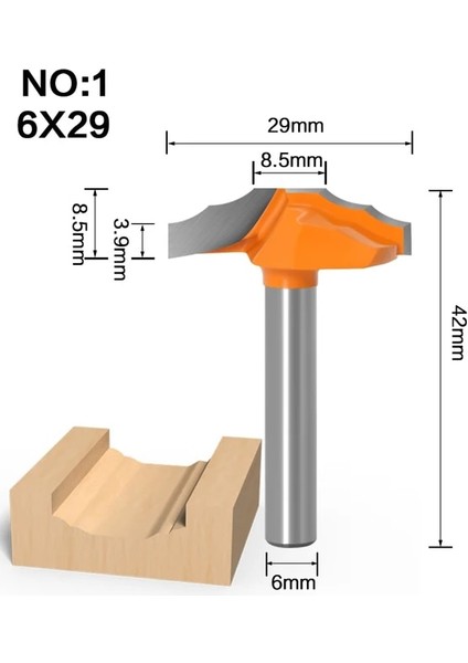 No1 6X29 1 Adet 1/4 "6mm Shank Ağaç Işleme Kapı Çerçevesi Dantel Bıçak Kapı Gravür Profilli Dantel Kabine Gravür Bıçağı Ithal Freze Kesicisi (Yurt Dışından)