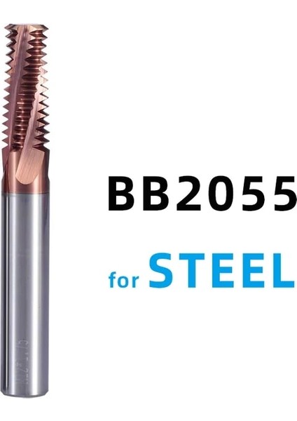 M12X1.5-L BB2055-ÇELIK Bb Diş Frezesi Kaplamalı Solid Karbür Tam Diş Iso Inç Adım Nano Kaplamalı Cnc Kesici Takım M3 M4 M5 M6 M8 Musluk Alüminyum (Yurt Dışından)