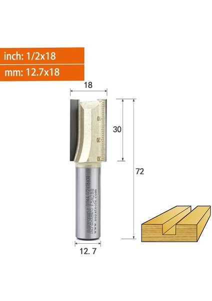 12.7X18 Arden Metrik 2 Flüt Düz Freze Ucu 1/4 1/2 Inç Şaft 3-25MM Kesme Çapı Karbür Oluklu Kesme Oyma Ahşap Mdf (Yurt Dışından)