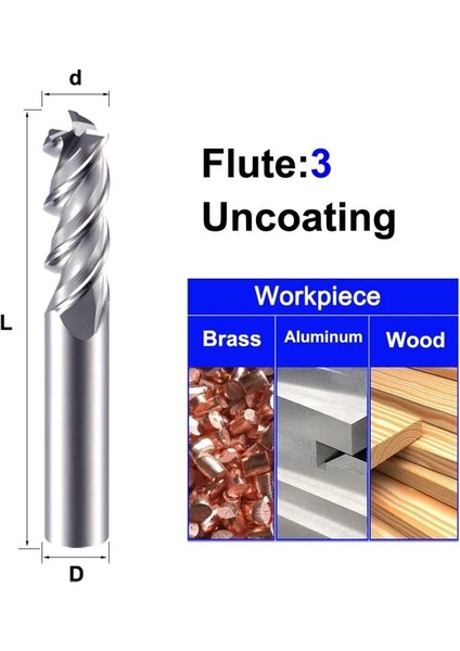 6X6X150L AL-3F55C Mzg 2 Flüt 3 Flüt Demir Dışı Alüminyum Bakır Ahşap Freze Kesicisi Alaşım Karbür Aracı Tungsten Çelik Cnc Torna End Mill (Yurt Dışından)