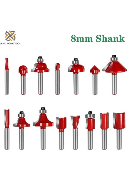 8mm Hiçbir Ahşap Kasa 6MM/6.35MM/8MM 15 Adet Yönlendirici Bit Seti Kırpma Düz Freze Kesicisi Ahşap Uçları Tungsten Karbür Kesme Ağaç Işleme Kırpma (Yurt Dışından)