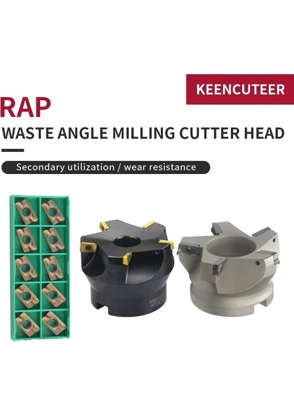 No Insert Rap 300R 50-22-4t Rap 300R 50-22-4t 400R 63-22-4t 400R 80-27-5t 75 Derece Pozitif Kafa 25.4 50MM APMT1135/APMT1604 Cnc Freze Kesici Yüzey Frezesi (Yurt Dışından)