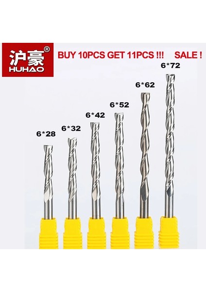 6mm 52MM Huhao 1 Adet Shank 6mm 2 Flüt Spiral Bıçaklı Cel 12-72MM Freze Kesicisi Cnc Parmak Freze Yönlendirici Bit Ahşap Karbür Yönlendirici Aracı (Yurt Dışından)