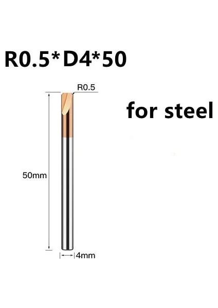 R0.5XD4X50 Çelik Tungsten Karbür Yarıçapı Köşe Yuvarlama Kesici Uç Freze Cnc Aracı R0.5 R1 R2 R3 R6 Pah Dış Yarıçapı Çeyrek Daire Yönlendirici (Yurt Dışından)