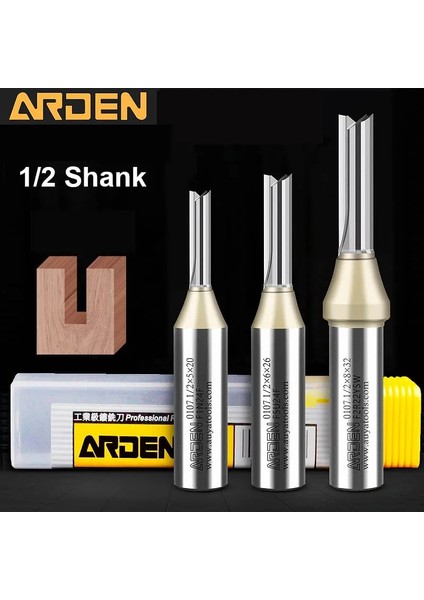 12.7x2.5x8 Arden Cnc Tct Düz Uçlu Değirmen Ağaç Işleme Aleti Karbür Kesici 1/2 Shank Yönlendirici Bit Mdf Kontrplak Sunta Yuvası Matkap (Yurt Dışından)