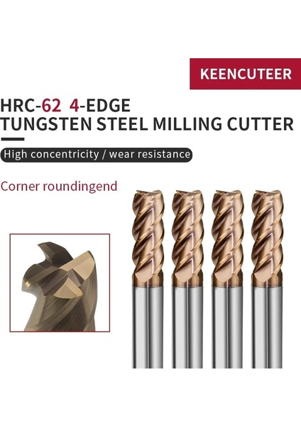 6R1XD6X50L HRC62 Köşe Yuvarlama Uçlu Frezeler 4 Kenar R0.5mm-R2.0mm Tungsten Alaşımlı Freze Kesici R Açı Cnc Düz Şaft Uç Freze Kesici (Yurt Dışından)