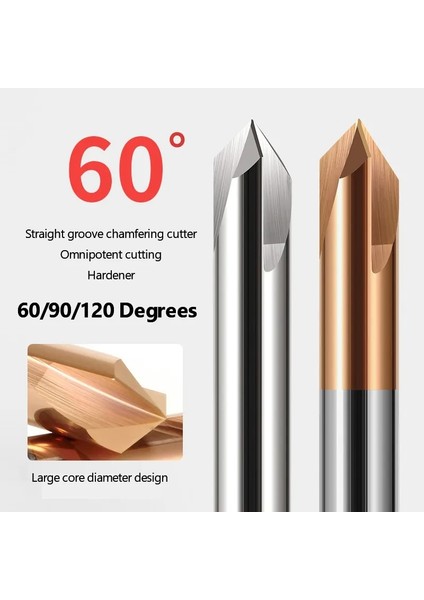 9X75,90 Derece HRC55 Kaplamasız HRC60 3 Flüt Pah Freze Kesici 60/90/120 Derece Cnc Router Bit Cnc Gravür Freze Aracı Karbür Pah Kırma End Mill (Yurt Dışından)