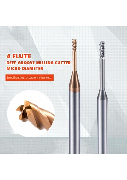 0.3x 4 XD4X 50 Alüminyum Mikro Köşe Yarıçapı End Mill Uzun Boyunlu 0.3-2.5 2 3 4 Flüt 4 Shank Mini Karbür Cnc Kesim Yönlendirici Bit Makine Kesici Aracı (Yurt Dışından)