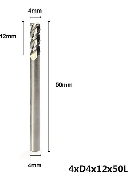 5 Adet 4XD4X12X50L Alüminyum Kesici 1-12MM Karbür Freze Kesicisi Hrc 50 3 Flüt Spiral End Mill Metal Freze Araçları Cnc Makinesi Yönlendirici Bit (Yurt Dışından)