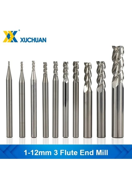5 Adet 4XD4X12X50L Alüminyum Kesici 1-12MM Karbür Freze Kesicisi Hrc 50 3 Flüt Spiral End Mill Metal Freze Araçları Cnc Makinesi Yönlendirici Bit (Yurt Dışından)