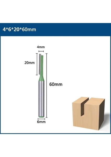 6mm x 4X20 Xcan Tek Çift Flüt Düz Bit 6mm Shank Freze Kesici Ahşap Tungsten Karbür Yönlendirici Bit Doğrama Aleti (Yurt Dışından)