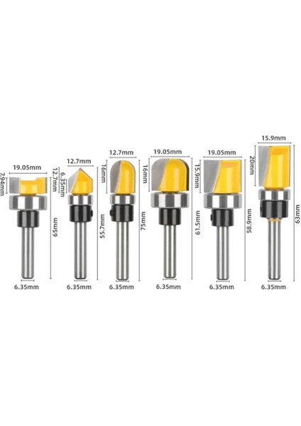 01 6MM/6.35MM Shank Kase Tepsi Yönlendirici Bit 1/4 Shank Freze Kesici Ağaç Işleme Köşe Yuvarlak Alt V Şeklinde Alt Yönlendirici Bit (Yurt Dışından) fiyatları