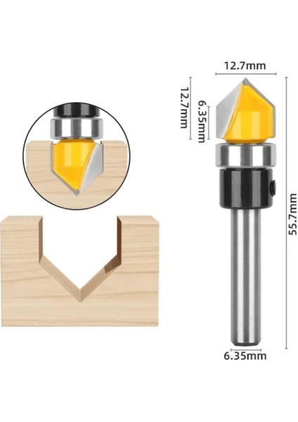 01 6MM/6.35MM Shank Kase Tepsi Yönlendirici Bit 1/4 Shank Freze Kesici Ağaç Işleme Köşe Yuvarlak Alt V Şeklinde Alt Yönlendirici Bit (Yurt Dışından) indirimleri