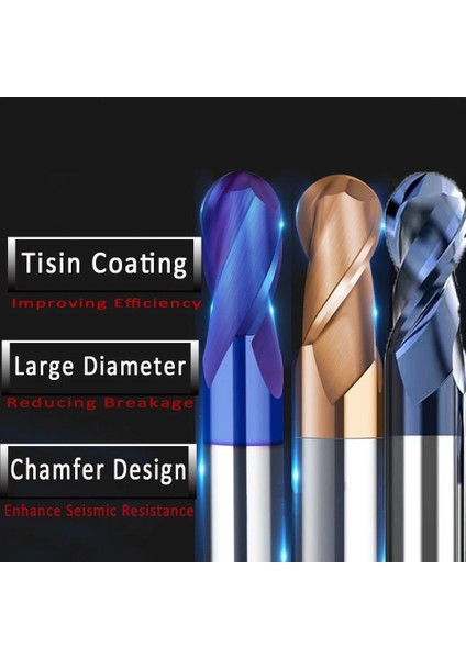 R0.45X4DX50L,5 Adet HRC55-2F Xuhan Bilyalı Uçlu Freze Tungsten Karbür Kesici Cnc Router Bit Freze Aracı R0.5 6mm 8mm 10MM HRC50 55 65 2 4 Flüt (Yurt Dışından)