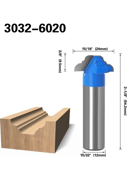 12 Sap 3032-6020 1 Adet 12MM Shank Ağaç Işleme Kapı Çerçevesi Dantel Bıçak Kapı Gravür Profilli Dantel Kabine Gravür Bıçağı Yönlendirici Bit (Yurt Dışından)