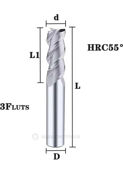 D7X8DX18X60L 3FHRC55 Karbür Yarıçapı Uç Kesici Değirmen Alüminyum Cnc Freze Kesici Metal Tungsten Çelik Cnc Işleme Endmils (Yurt Dışından)