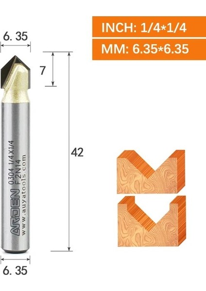 6.35X6.35 Arden 90 Derece V Bit 1/2 "karbür Üçgen V-Oluk Planya Yönlendirici Bit Ağaç Işleme Pah Kırma 3D Gravür Mdf Sertağaç Için (Yurt Dışından)