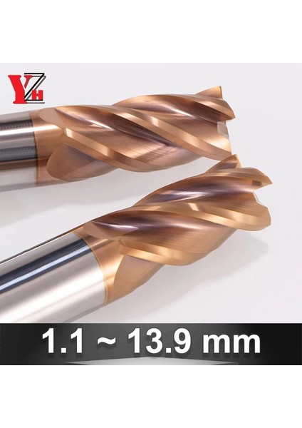 D3.8X11X4DX50L-4T HRC55 Karbür Uçlu Değirmen Çapı 1.1mm ~ 13.9mm 4 Flüt Tungsten Makinesi Kesici Takım Cnc Kaplama Metal Yüz Kare Bit (Yurt Dışından)