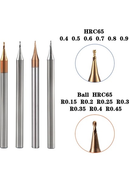 R0.2X4X50L Çelik Bilyalı HRC65 Mikro Karbür Freze D0.3mm-0.9mm Mini Küçük Çaplı Mikro Bilyalı Uçlu Freze R0.15-R0.45 Cnc Aracı (Yurt Dışından) fiyatları