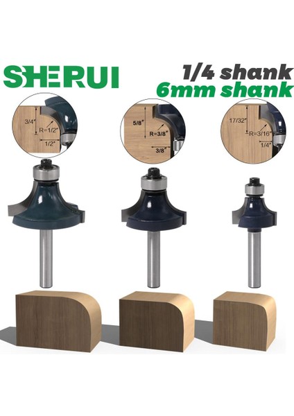 No2 1ı4 Inç Sap 1 Adet 6mm Sap 1/4" Sap Köşe Yuvarlak Yönlendirici Bit ile Rulman Freze Kesici Ahşap Ahşap Tungsten Karbür (Yurt Dışından) fiyatları