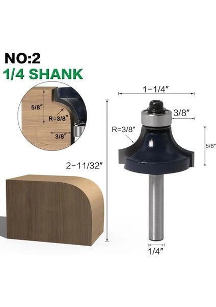 No2 1ı4 Inç Sap 1 Adet 6mm Sap 1/4" Sap Köşe Yuvarlak Yönlendirici Bit ile Rulman Freze Kesici Ahşap Ahşap Tungsten Karbür (Yurt Dışından) fırsatları